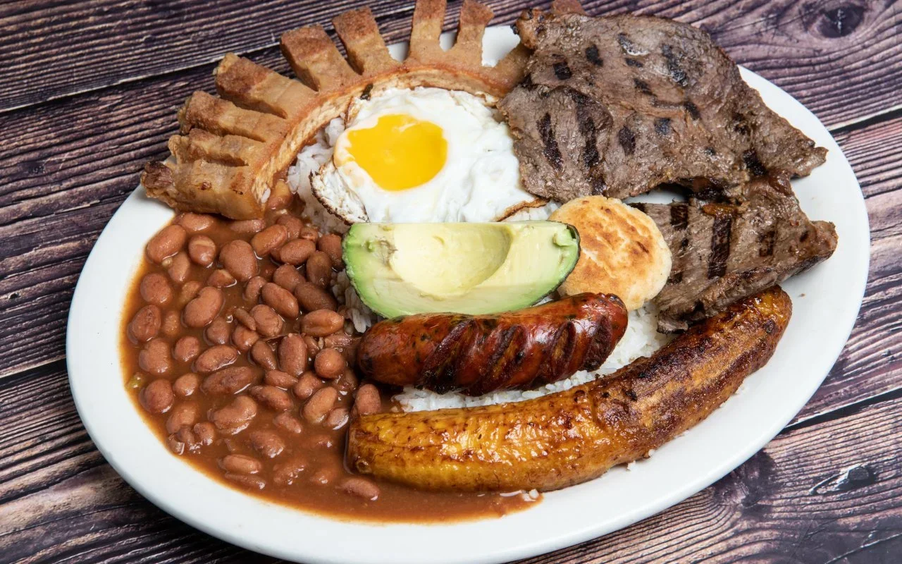 A plate of Colombian cuisine served at El Gran Bamboo Restaurant and Sports Bar